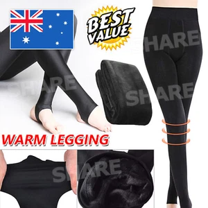 Women Winter Thermal Thick Warm Fleece lined Stretchy Pants Slim Leggings - Picture 1 of 9