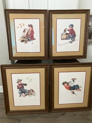 Norman Rockwell 1975 Puppy Love conjunto de cuatro litografías - numeradas y enmarcadas Foto 1 de 4