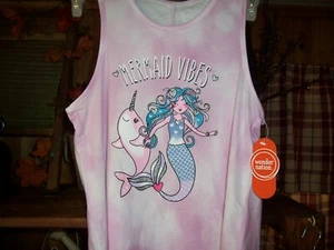 WONDER NATION GIRLS MERMAID VIBES TANK TOP T SHIRT SIZE XXL 18 PINK SUMMER NEW - Picture 1 of 1