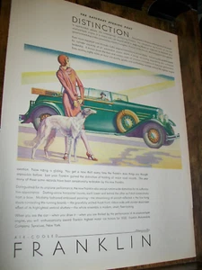 Pubblicità auto Franklin phaeton large-mag 1930 - Borzoi dog-E.C. Illustrazione Stoner - Foto 1 di 1
