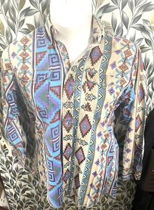 Vintage Wrangler Cowboy Cut Regular Fit X-Long Tail Shirt Aztec Abstract 16,5x34 - Bild 1 von 6