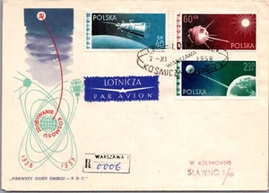 POLAND 1957 POSTAL CACHET FDC REG COVER COMM SPACE ADDR CANC WARSZAWA - Picture 1 of 2