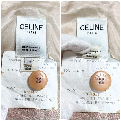 Giacca di lino CELINE pied de poule 40 rosa donna