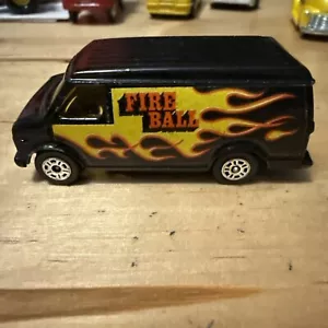 Vintage 1970's Corgi Juniors Chevrolet Custom Black Van Fireball Flames 1/64 - Picture 1 of 5