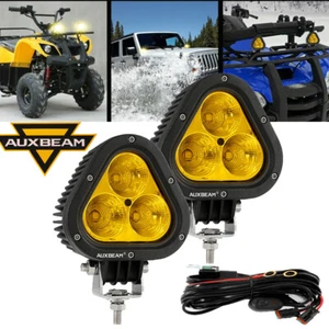 AUXBEAM 4"INCH LED Work Light Bar Pods Driving Amber Lamp For Can-am RZR UTV ATV - Picture 1 of 12