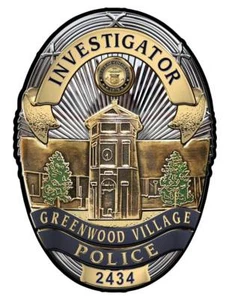 Greenwood Village, CO. Police (Lieutenant) Department Bad.....all Metal Sign w # - Picture 1 of 2