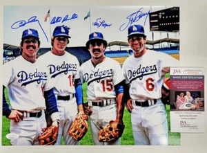 Dodgers Infield signed 11x14 Photo #1 Russell Garvey Cey Lopes autograph JSA - Picture 1 of 4