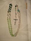 Our Lady of Guadalupe Green Tri-Color Crystal Bead Rosary Italy 18.5" New Boxed