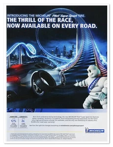 Montaña rusa de neumáticos Michelin Man Pilot Super Sport 2011 anuncio de revista impreso - Imagen 1 de 4