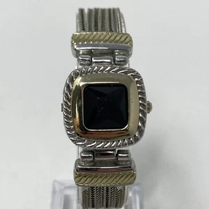 Charter Club Hidden Dial Watch Women Silver Gold Two Tone Square New Battery 7" - Picture 1 of 19