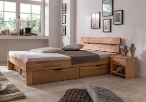 100x200 Bett Futonbett Holzbett mit Bettkasten Kernbuche Massiv Julia100+BK - Bild 1 von 6