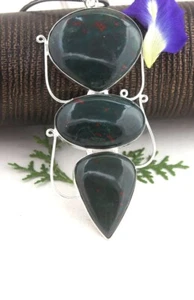 Sterling Silver Pendants Natural Blood Stone Necklace Gemstone Gift Beautiful - Picture 1 of 4