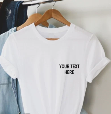 PRINT2WEAR Personalised T Shirt Unisex, Custom pocket Printing Text Logo, soft Cotton shirt