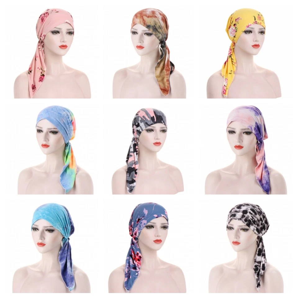 Mujeres Flor Leopardo Cebra Sombrero Largo Prendas para la Cabeza Turbante Cabello Bufanda Envoltura para la Cabeza Gorra Foto 1 de 1