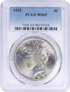 1925 Peace Silver Dollar MS65 Toned PCGS - Picture 1 of 2