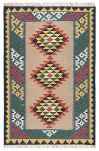 Kelim Handwoven Persian Carpet 150 x 100 cm-Nomadic, Oriental, Braun, Kilim, - Picture 1 of 7
