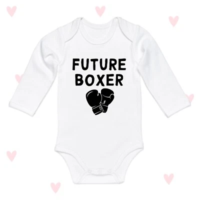 LOVE U LOTS GIFTS Future Boxer Baby Grow Longsleeve Sports Daddy Mini Me Boxing Gym Boys Girls