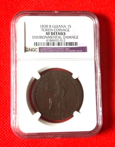 1938 B GUIANA 1 STIVER TOKEN COINAGE NGC XF DETAILS - Bild 1 von 2