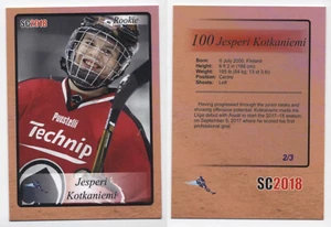 2017-18 SC2018 #100 Jesperi Kotkaniemi RED 2/3 RC Rookie Assat Finland - Picture 1 of 1