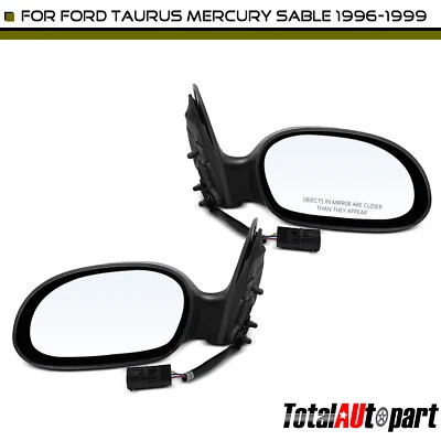 2Pcs Black Smooth Power Mirror for Ford Taurus Mercury Sable 1996 1997 1998 1999 - Изображение 1 из 4