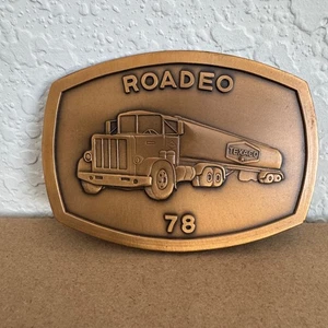 Vintage Texaco Rodeo 1978 Belt Buckle Solid Brass - Picture 1 of 4