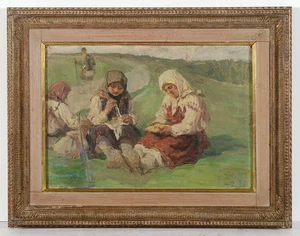 Mikhail Vasilievich Boskin (1875-1930) "Resting peasant women", oil/canvas, 1911 - Picture 1 of 12