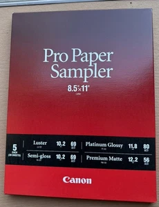 Genuine Canon Pro Paper Sampler Pack 8.5x11 Letter New Sealed 20 Sheets Total - Picture 1 of 2