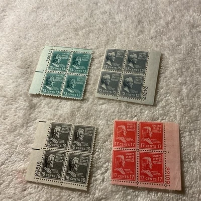 U.S.-(-1938-)-PRESIDENTIAL SERIES -lot of 4-PLATE Blocks of 4-MNH-#45 - Image 1 of 4