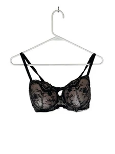 Victoria’s Secret Dream, Angels Lined Demi Bra, Lace, Black Nude 34DD - Picture 1 of 7