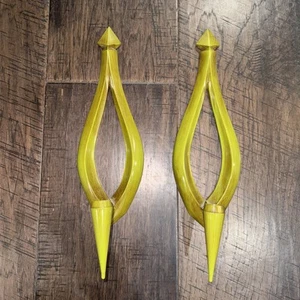 Syroco Vintage MCM Candleholder Sconces Wall Hang Set 2 RARE Green Excellent - Picture 1 of 7