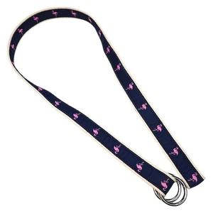 J.Crew Doppel D Ring Marine Creme Rosa Canvas Baumwolle Flamingo Gürtel M/L Herren Unisex - Bild 1 von 8
