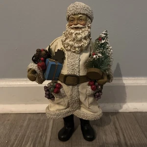 Vtg  Fabric Paper Mache Old World Santa Tree Fruit Christmas figure - Picture 1 of 6