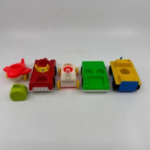 Vintage Fisher Price Train Set with Airplane, Riding Horse, Bag, Vehicles 6 Pcs - Picture 1 of 3