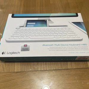 Logitech K480 Bluetooth Multi-device Keyboard UK Layout  Boxed Phone Stand White - Picture 1 of 2