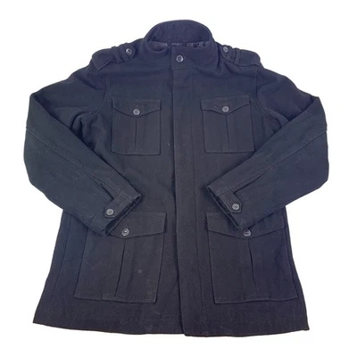 Old Navy Military Style Field Jacket Coat Mens L Black Wool Blend Full Zip *READ - Image 1 of 4