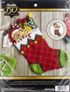 Kit de apliques de medias de fieltro Bucilla 18" de peluche de vacaciones de largo 86815 - Imagen 1 de 2