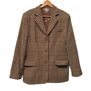 L.L. Bean Damen kariert braun klassisch Wolle Kaschmir Mischung Blazer Jacke Größe 12R - Bild 1 von 8