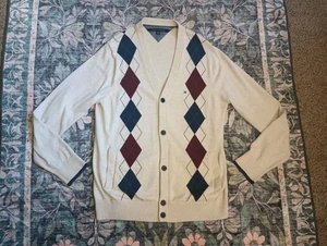 Tommy Hilfiger Herren Argyle Strickjacke XL V-Ausschnitt Preppy Varsity Academia Old Money - Bild 1 von 9