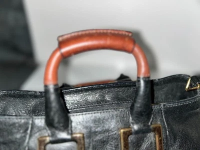 Chloe Mini Ethel Satchel Bag, Black/Brown 2 tone handle - Image 1 of 4