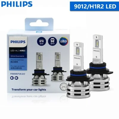 Philips LED HIR2 9012 Ultinon Essential G2 6500K White Headlight Auto Lamps, 2x - Image 1 of 4