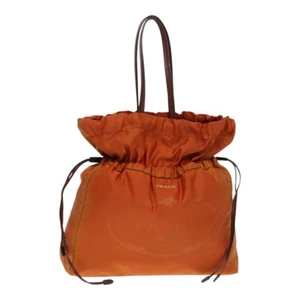 PRADA Shoulder Bag Nylon Orange Brown gold Auth bs17925 - Picture 1 of 24