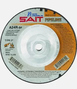 United Abrasives-Sait 22130 Typ 27 Schleifscheiben, 4-1/2 x 1/8 x 5/8-11 Pipeli - Bild 1 von 1