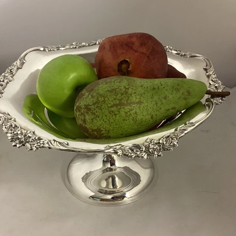 ANTIQUE 925 STERLING SILVER FRUIT BOWL DISH, SHEFFIELD 635g, J. DIXON 1907 Cover