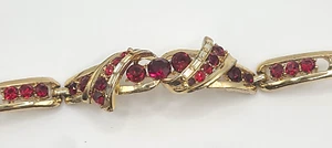 Vintage Coro Bracelet Red Rhinestone 6.5" - Picture 1 of 19