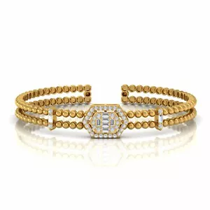 Pflastern Kunstdiamanten Grown Cvd Diamant Armspange Perlen Armband 14k Gelbgold - Bild 1 von 8