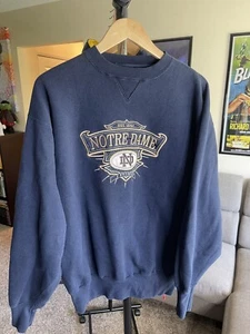 Sudadera con cuello redondo irlandés vintage Notre Dame Bordado del Medio Oeste para hombres talla grande - Imagen 1 de 4