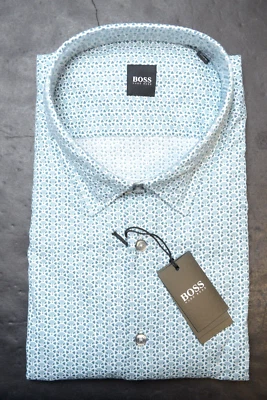 Hugo Boss Men Lukas Turq/Aqua Plaids Cotton Business Casual Shirt Big & Tall 3XL - Image 1 of 4