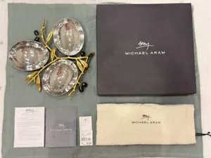 Michael Aram Olive Branch Collection Triple Compartment Dish 22 x 22cm - Picture 1 of 9