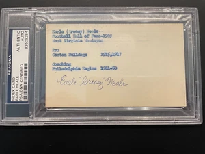 Earle "Greasy" Neale signed Index Card Eagles Football Hall of Fame PSA/DNA Auth - Picture 1 of 3