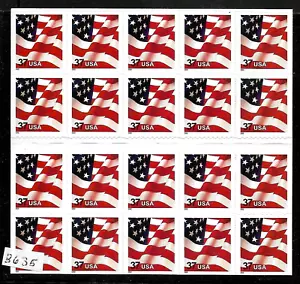 US FLAGGE 2002 SCOTT #3635 MICRO PRINTED USPS 20 MVF 37c STARS AND STRIPES STAMPS - Bild 1 von 2